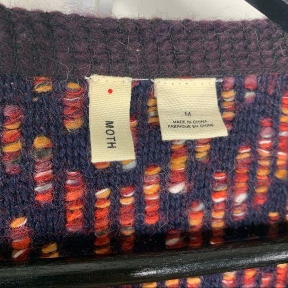 Moth Multicolor Keavy Boucle Open Front Wool Blend Cardigan - Picture 8 of 11